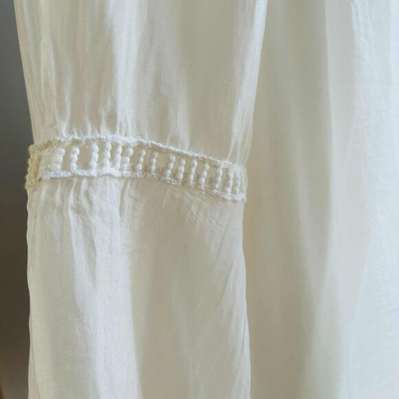 Bellambra Made in Italy Pure Silk Ivory Lace-Yoke Boho Tunic Blouse – US L - Picture 8 of 11